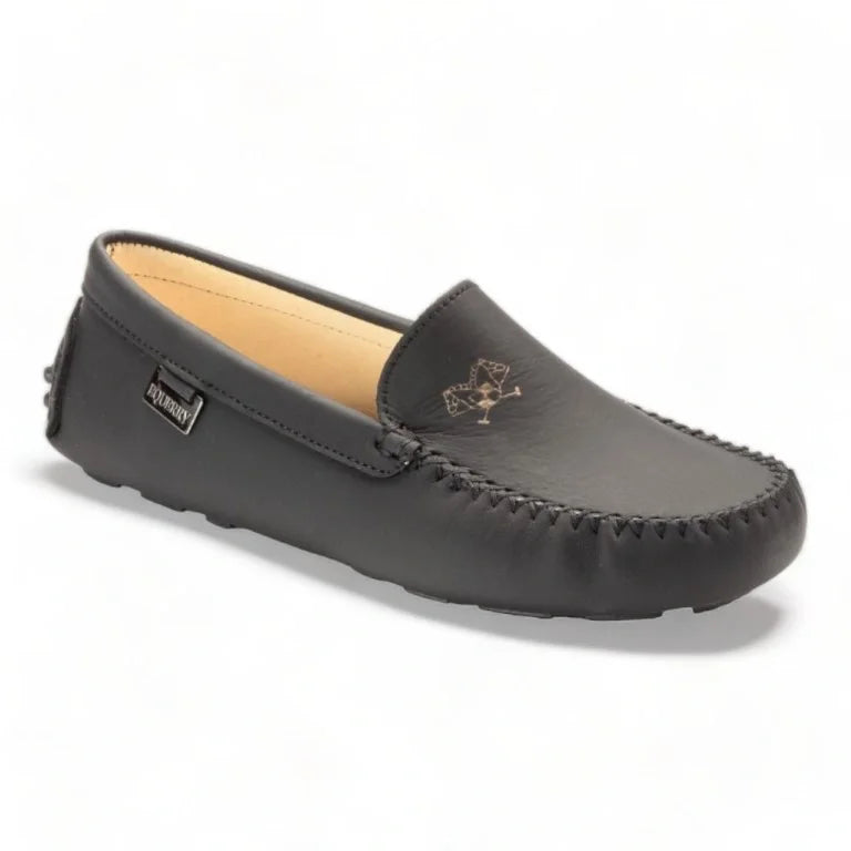 2549 Black Sahara Girls Soft Loafer viewed from the side on white background