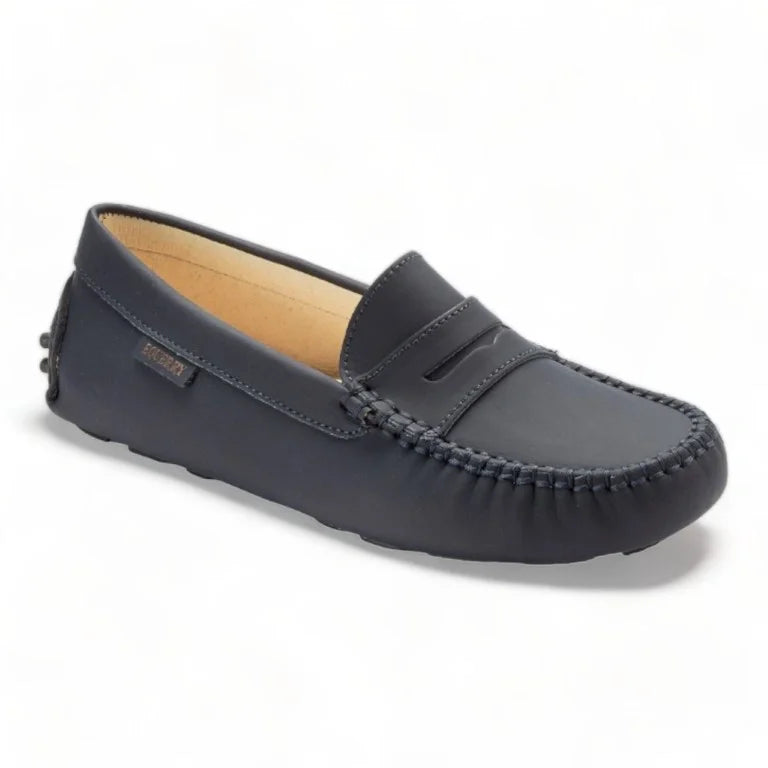 Navy Sahara Girls Mocassin Loafer crafted in Italy for casual wear