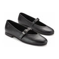 Black Leather Teens Dressy Strap Shoe