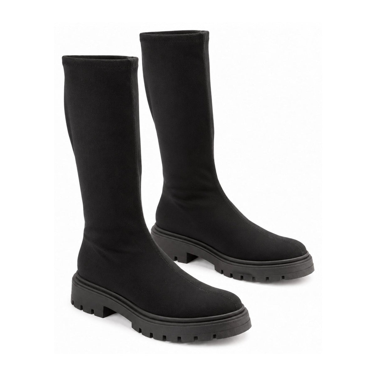 Black Stretch Heel Girls Stretch Boots